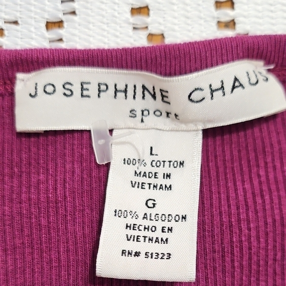 Josephine Chaus Eggplant 100% Cotton Henley - Picture 2 of 5